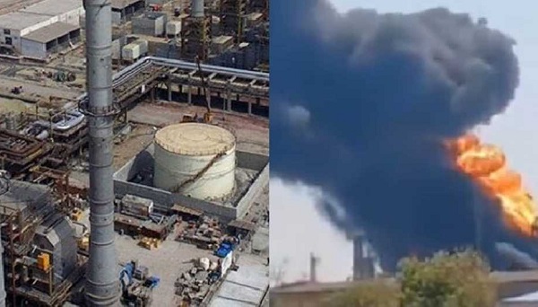 huge fire broke out in ran’s largest oil refinery, people had to struggle to extinguish