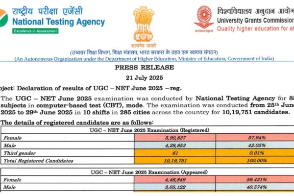 UGC नेट जून परिणाम 2025 घोषित – UGCNet.nta.ac.in पर अपने स्कोरकार्ड की जांच करने के लिए सीधा लिंक